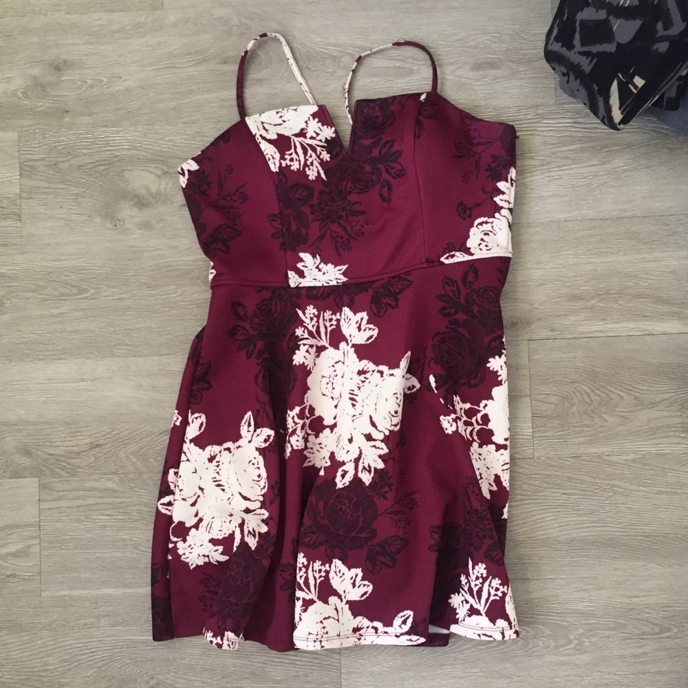 Floral Maroon Mini Dress